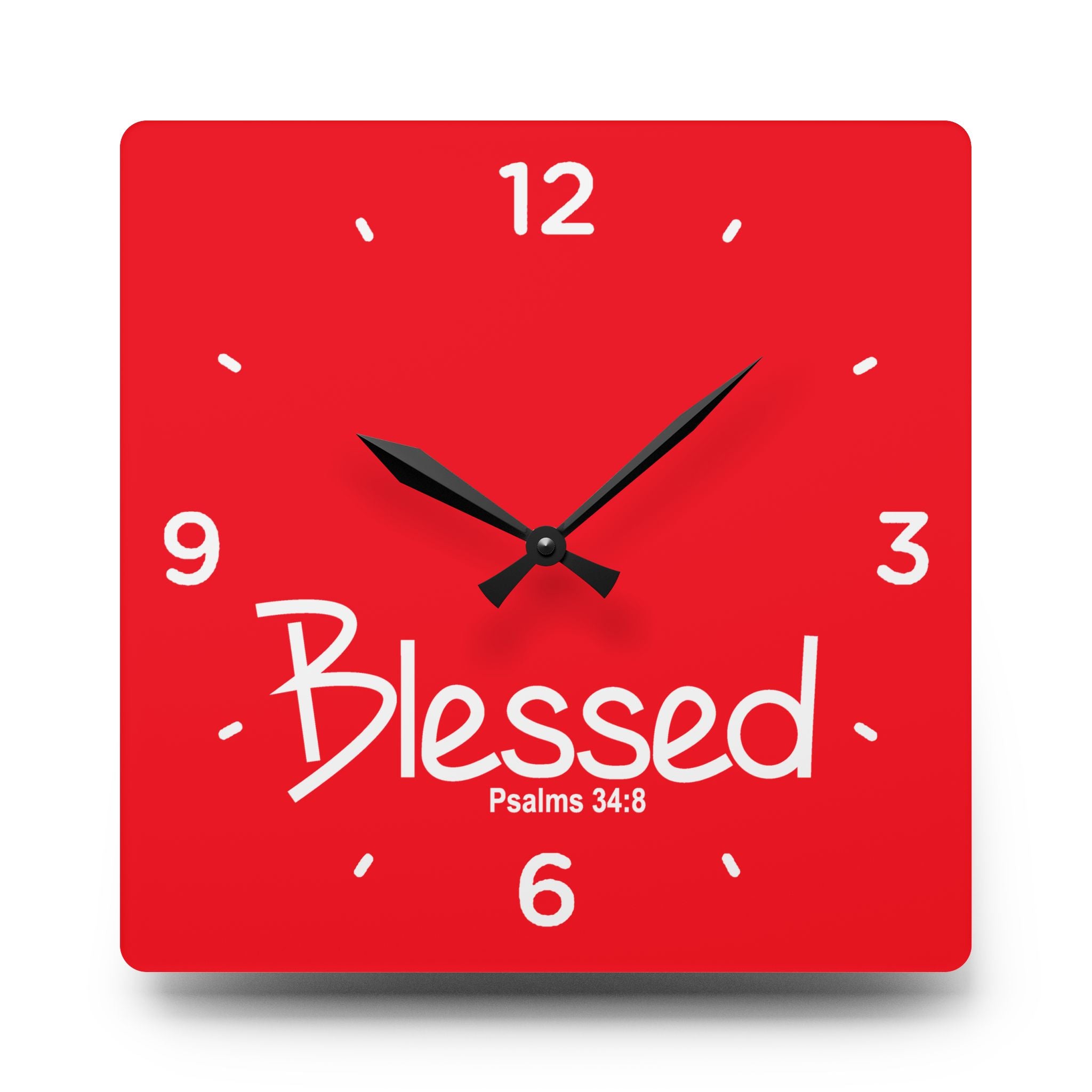 Blessed Acrylic Wall Clock – Psalms 34:8 Inspirational Scripture Clock