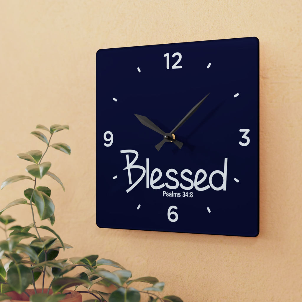 Blessed Acrylic Wall Clock – Psalms 34:8 Inspirational Scripture Clock