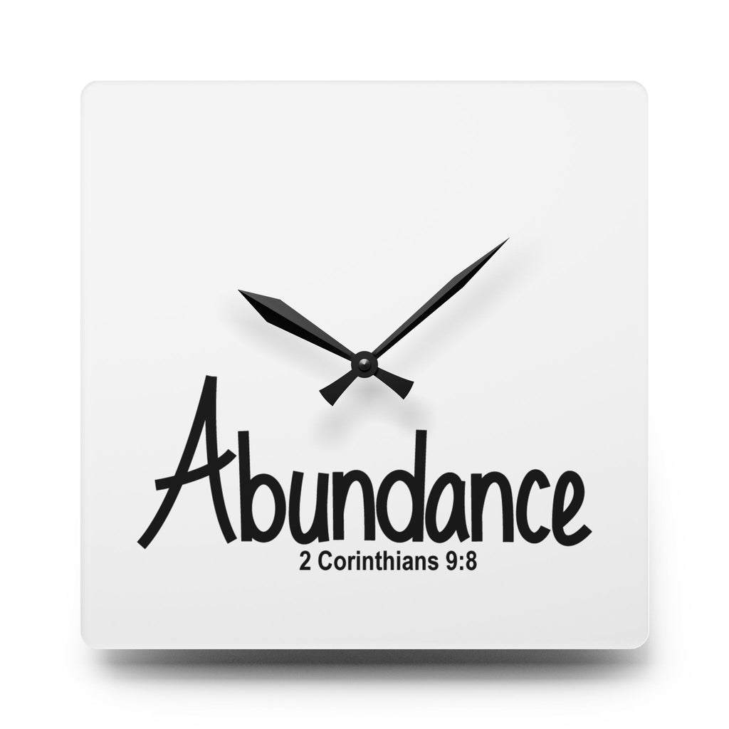 Abundance Acrylic Wall Clock — Inspirational Bible Verse (2 Corinthians 9:8)