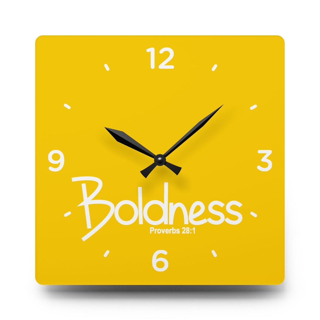 Boldness Acrylic Wall Clock – Proverbs 28:1 Inspirational Scripture Clock