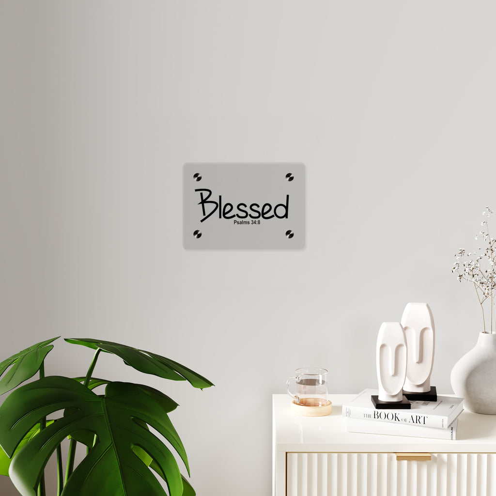 Inspiring Acrylic Wall Art - 'Blessed' Psalm 34:8 Decorative Panels
