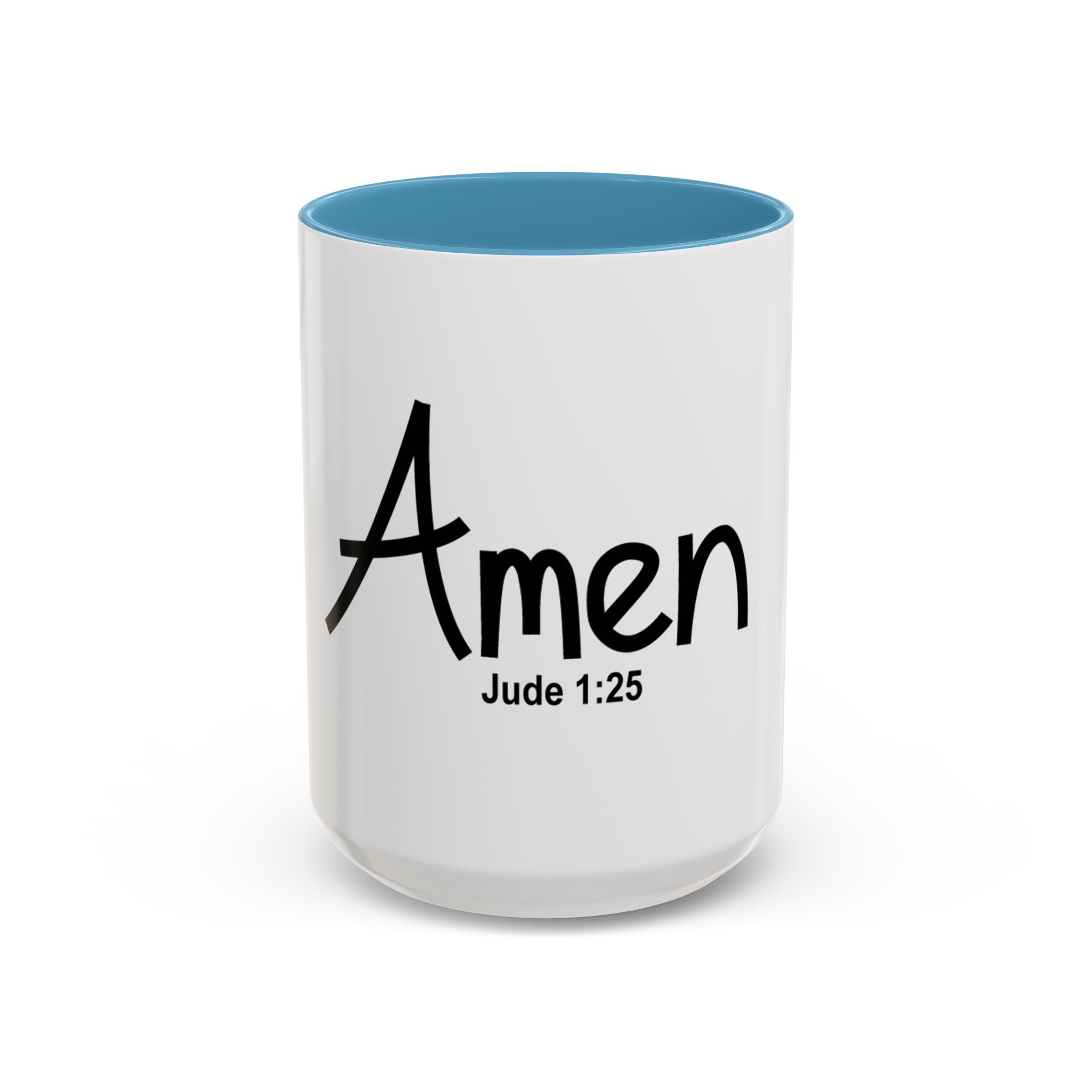 Amen Jude 1:25 Accent Coffee Mug — Christian Faith Scripture Tea Mug (11/15oz)