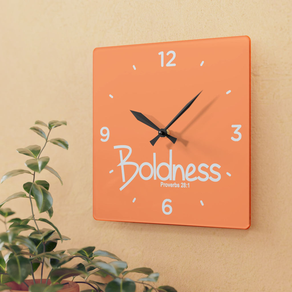 Boldness Acrylic Wall Clock – Proverbs 28:1 Inspirational Scripture Clock