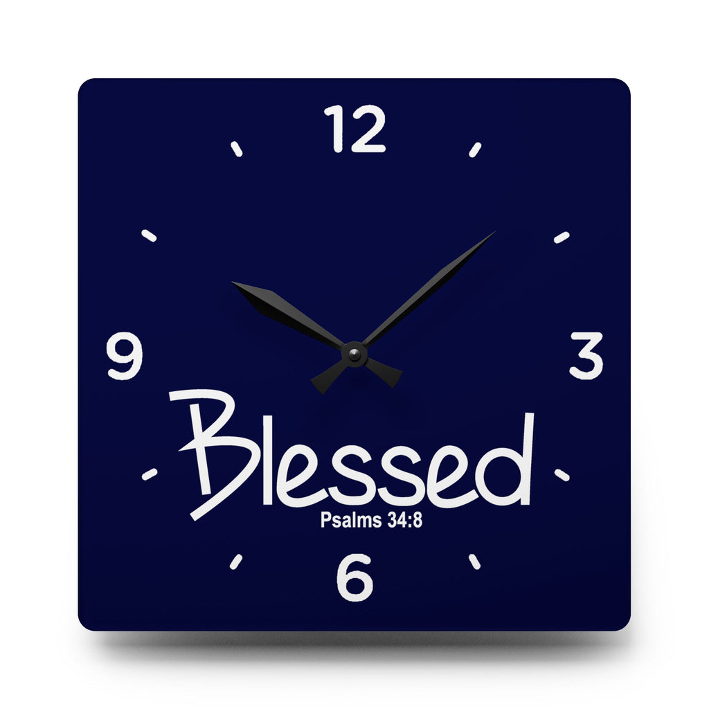 Blessed Acrylic Wall Clock – Psalms 34:8 Inspirational Scripture Clock