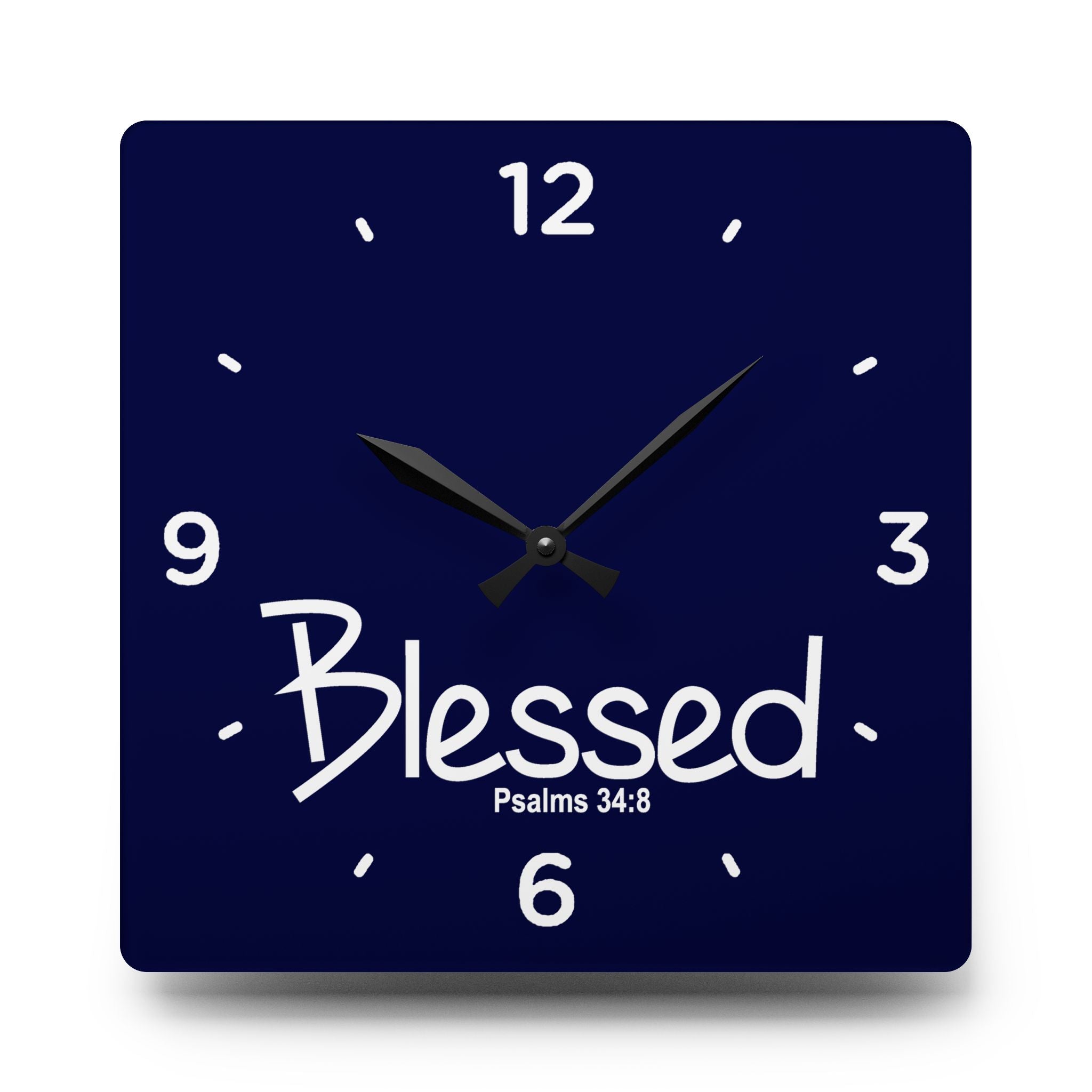 Blessed Acrylic Wall Clock – Psalms 34:8 Inspirational Scripture Clock