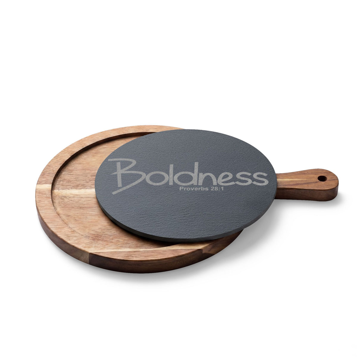 Engraved Charcuterie Board with Slate Insert (Boldness)